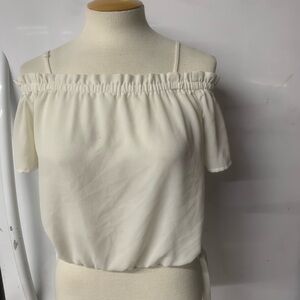 Papermoon Airy Off-Shoulder Tie-Hem Top - Ivory S